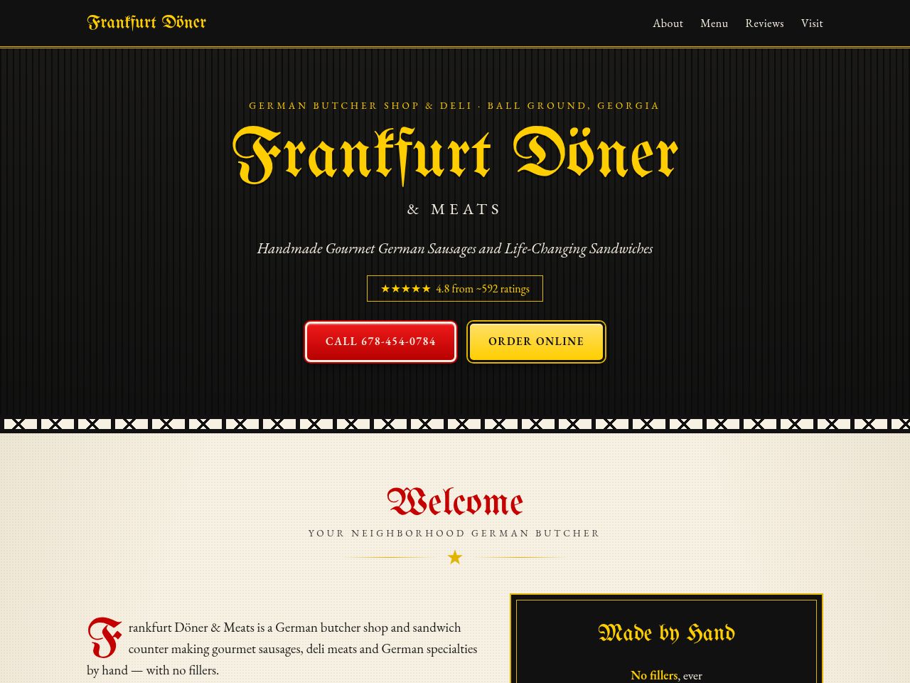 Frankfurt Döner restaurant website on desktop