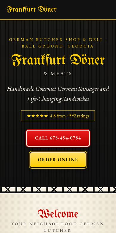 Frankfurt Döner website on a phone